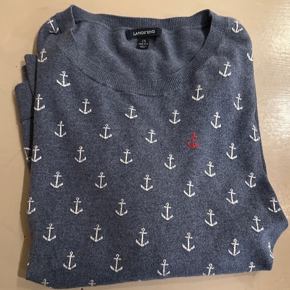 Anchor Lands End sweater, soft and warm, 2x 20-22! - Picture 1 of 4